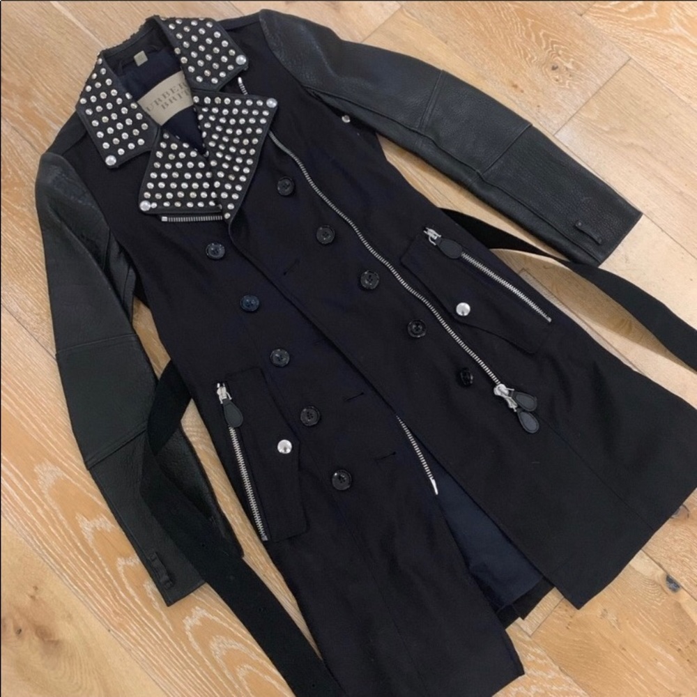 🔥BURBERRY LEATHER SLEEVE STUDDED TRENCH🔥 - Picture 3 of 8